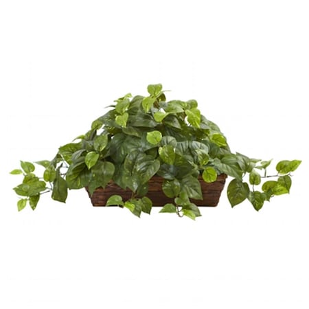 Nearly Natural Pothos With Ledge Basket 6818